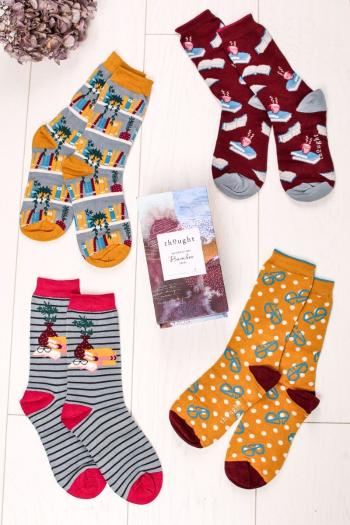 Vícebarevné ponožky v dárkové krabičce The Reader Sock Box - čtyř balení