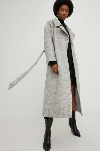 Kabát se směsi vlny Answear Lab šedá barva, přechodný, oversize