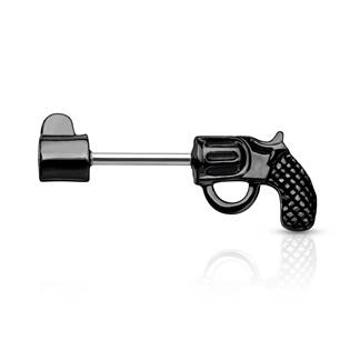 Šperky4U Černý piercing do ucha - náušnice revolver - FP1019-K