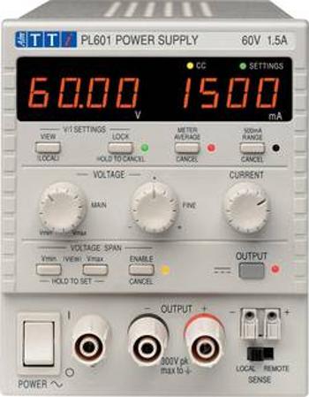 Laboratorní zdroj s nastavitelným napětím Aim TTi PL601, 0 - 60 V/DC, 0 - 1.5 A, 90 W, Počet výstupů: 1 x