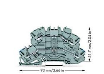 Dvojitá průchodková svorka WAGO 2002-2602, osazení: N, L, pružinová svorka, 5.20 mm, šedá, 50 ks