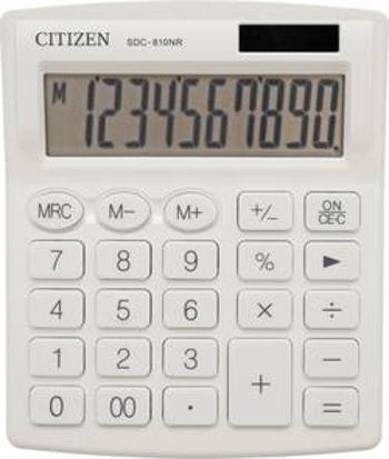 Citizen Office SDC-810NRWHE kapesní kalkulačka bílá Displej (počet míst): 10 solární napájení, na baterii (š x v x h) 105 x 21 x 127 mm