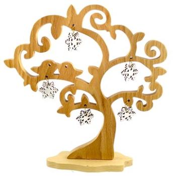 AMADEA Dřevěný 3D strom s ptáčky a vločkami, masivní dřevo, výška 20 cm (29877-00)