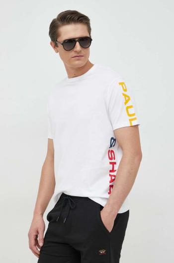 Bavlněné tričko Paul&Shark bílá barva, s potiskem