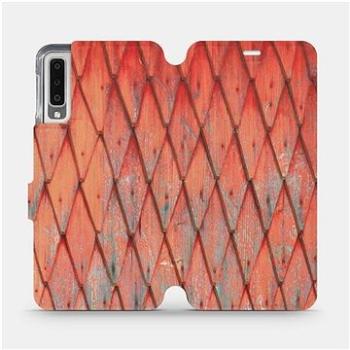 Flipové pouzdro na mobil Samsung Galaxy A7 2018 - MK01S Oranžový vzor dřeva (5903226776061)