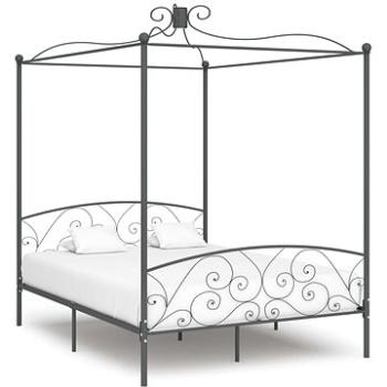 Rám postele s nebesy šedý kovový 180x200 cm (284485)