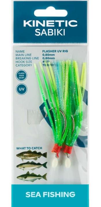 Kinetic návazec sabiki flasher uv green yellow blue 150 cm 7/0