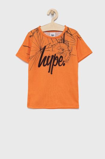 Dětské tričko Hype oranžová barva, vzorované