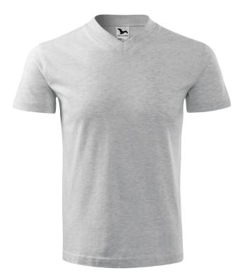 MALFINI Tričko V-neck - Světle šedý melír | XXL