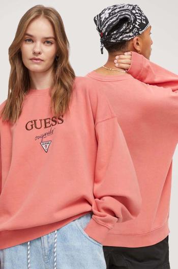 Mikina Guess Originals pánská, oranžová barva, s aplikací