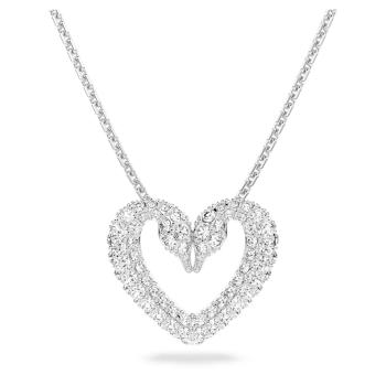 Swarovski Něžný rhodiovaný náhrdelník Srdce Una 5625533
