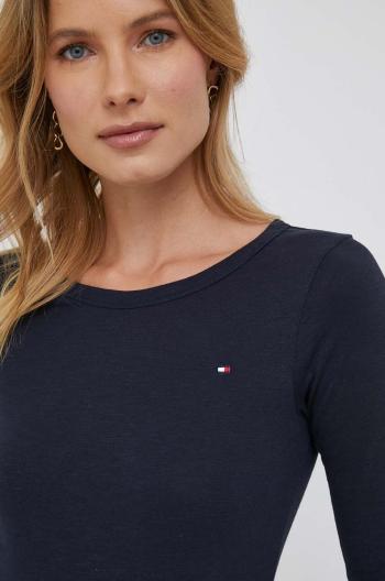 Bavlněné tričko s dlouhým rukávem Tommy Hilfiger tmavomodrá barva, WW0WW37861