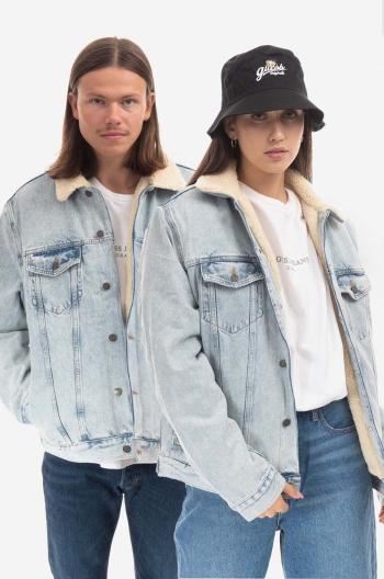 Džínová bunda Guess pánská, přechodná, USA Gusa Blue Denim Sherpa Jacket M2BN00D4S10 F9JJ, M2BN00.D4S10-F9JJ