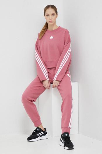Mikina adidas dámská, růžová barva, s aplikací