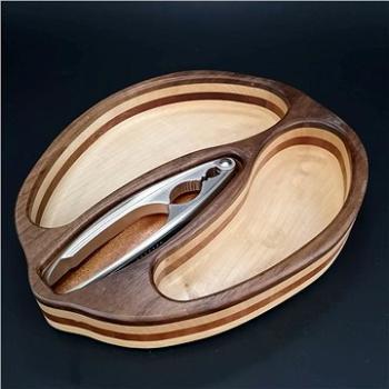 AMADEA Dřevěná miska skládaná ve tvaru ořechu s louskáčkem, masivní dřevo 3 druhy, rozměr 28x23x4,50 (28964-00)