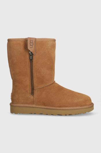 Semišové sněhule UGG Classic Short Bailey Zip hnědá barva, 1144043