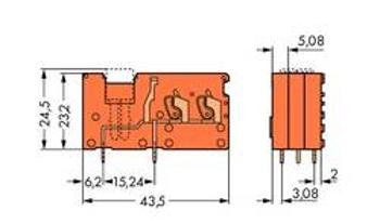 Pružinová svorkovnice WAGO 742-176, 2.50 mm², Pólů 1, oranžová, 200 ks