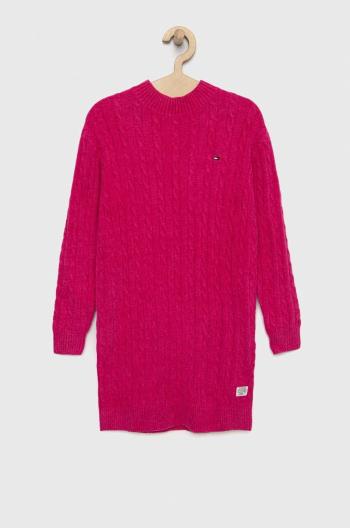 Dívčí šaty Tommy Hilfiger růžová barva, midi