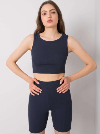 TMAVĚ MODRÝ DÁMSKÝ CROP TOP TK-RP-TP-250521.27P-BLUE Velikost: XL