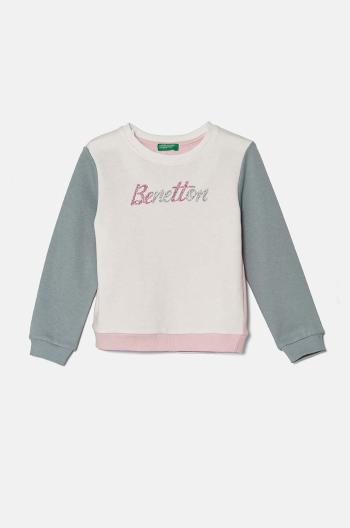 Dětská bavlněná mikina United Colors of Benetton béžová barva, s aplikací, 3J70G10F8