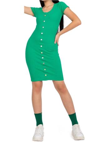 Zelené přiléhavé midi šaty s krátkými rukávy vel. L