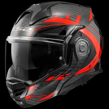 Výklopná moto přilba LS2 FF901 Advant X Carbon Future Gl Red P/J  XS (51-52)