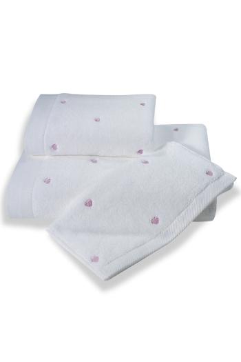 Dárková sada malých ručníků MICRO LOVE, 3 ks Bílá / lila srdíčka