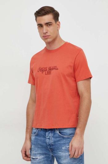 Bavlněné tričko Pepe Jeans Chris oranžová barva, s potiskem, PM509207