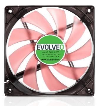 EVOLVEO 12L1RD ventilátor 120mm, 4 LED červený, 3pin