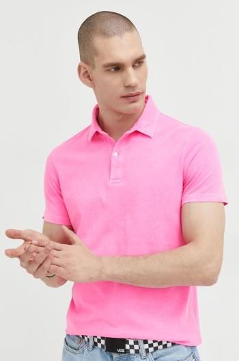 Bavlněné polo tričko Superdry fialová barva
