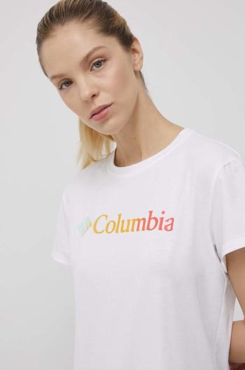 Sportovní triko Columbia Sun Trek Ss Graphic bílá barva
