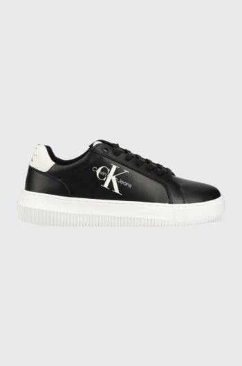 Kožené sneakers boty Calvin Klein Jeans YM0YM00681 CHUNKY CUPSOLE MONOLOGO černá barva