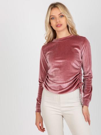 SVĚTLE RŮŽOVÁ DÁMSKÁ SAMETOVÁ HALENKA LK-BZ-509033.36P-LIGHT PINK Velikost: L/XL