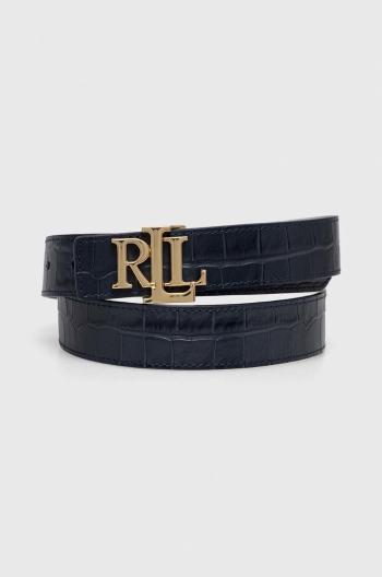 Oboustranný kožený pásek Lauren Ralph Lauren dámský, tmavomodrá barva