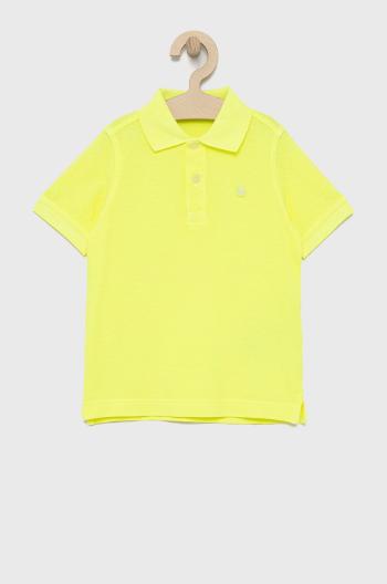 Dětská bavlněná polokošile United Colors of Benetton žlutá barva, hladký