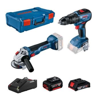 BOSCH Professional Aku úhlová bruska GWS 18V-10 + Aku kombinovaný šroubovák GSB 18V-50 + 1× akumulátor 2,0 Ah + 1× akumulátor 5,0 Ah + XL-BOXX (061599