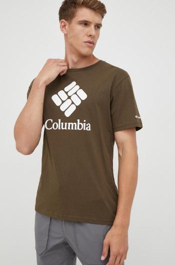 Tričko Columbia zelená barva, s potiskem