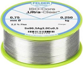 Pájecí cín Felder Löttechnik ISO-Core "Ultra Clear" SAC305, cívka, 0.250 kg, 0.75 mm