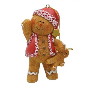 Hnědá vánoční ozdoba Perníček Gingerbread - 6*4*9 cm 6PR4336