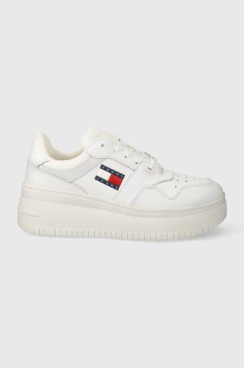 Sneakers boty Tommy Jeans TJW RETRO BASKET FLATFORM ESS bílá barva, EN0EN02506