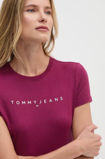 Bavlněné tričko Tommy Jeans fialová barva, DW0DW18398