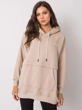 BÉŽOVÁ DÁMSKÁ MIKINA S KAPSOU RV-BL-7095.30P-BEIGE Velikost: ONE SIZE