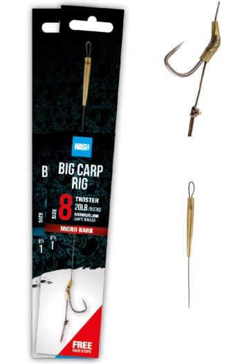 Nash návazec big carp rig barbless - velikost háčku 8