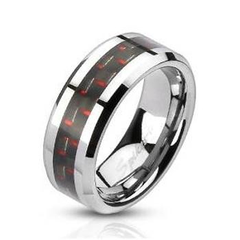 Šperky4U Ocelový prsten s karbonem - velikost 70 - OPR1447-8-70