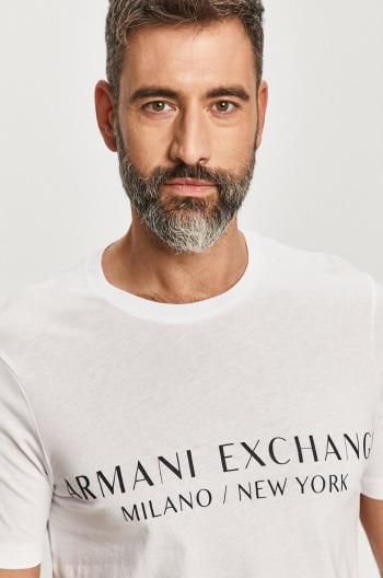 Tričko Armani Exchange pánské, bílá barva, s potiskem
