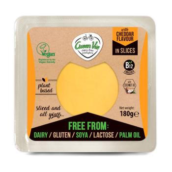 Veganská alternativa sýru cheddar plátky 180 g GREENVIE