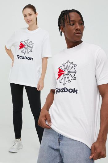 Bavlněné tričko Reebok Classic HD4015 bílá barva, s potiskem
