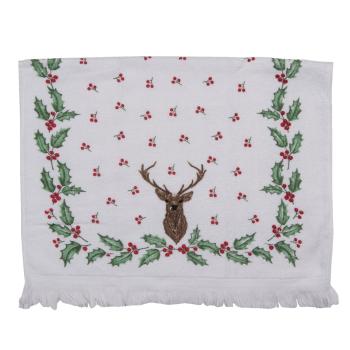 Kuchyňský froté ručník s jelenem a cesmínou Holly Christmas - 40*66 cm CTHCH1