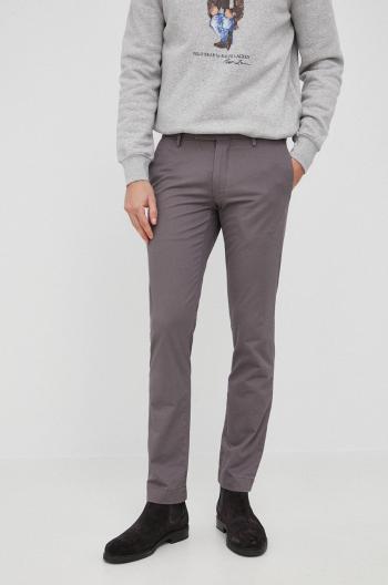 Kalhoty Polo Ralph Lauren pánské, šedá barva, přiléhavé