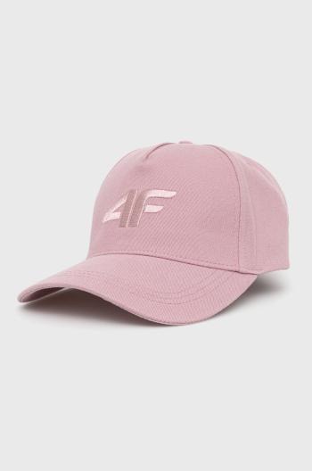 Bavlněná čepice 4F růžová barva, s aplikací